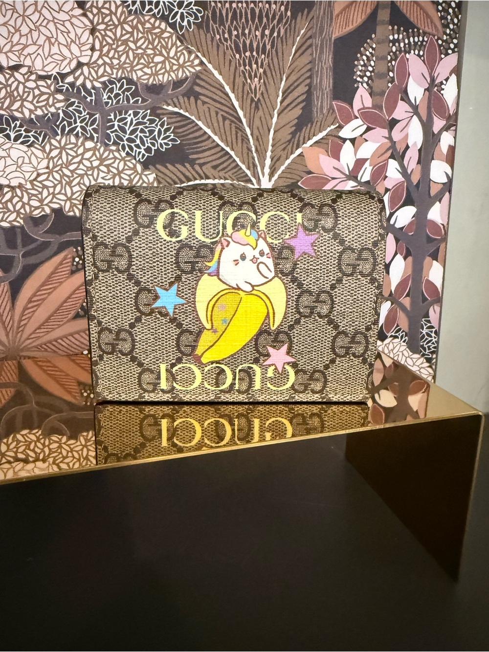 Gucci Brown GG Supreme Canvas Kittycorn Bifold Wallet